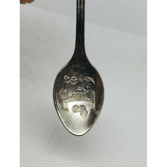 Reno The Biggest Little City In The World Silver Spoon & Golden Charm Attached - Picture 6 of 8